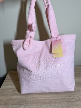 Stoney Clover Lane Pastel Pink Terry Tote with Knotted Straps